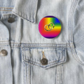 Rainbow Pride met gouden bruiloft Ronde Button 5,7 Cm (In situ)