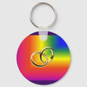 Rainbow Pride met gouden bruiloft Sleutelhanger