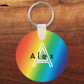 Rainbow Pride Modern Custom Monogram Cute Trendy Sleutelhanger (Voorkant)