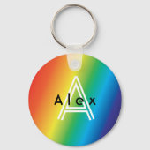 Rainbow Pride Modern Custom Monogram Cute Trendy Sleutelhanger (Achterkant)