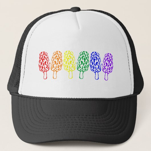 Rainbow Pride Morel-paddenstoelen Trucker Pet (Voorkant)