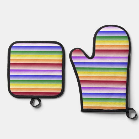 Rainbow Pride Oven Mits Ovenwant & Pannenlap Set (Voorkant)