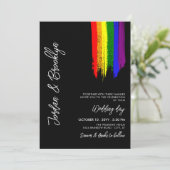 Rainbow Pride Paint Strokes LGBT Wedding Kaart (Staand voorkant)