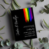 Rainbow Pride Paint Strokes LGBT Wedding Kaart