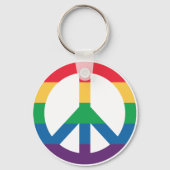 Rainbow Pride Peace Sign Button Sleutelhanger (Voorkant)
