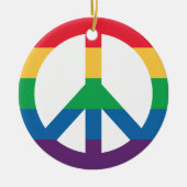 Rainbow Pride Peace Sign Ornament (Voorkant)