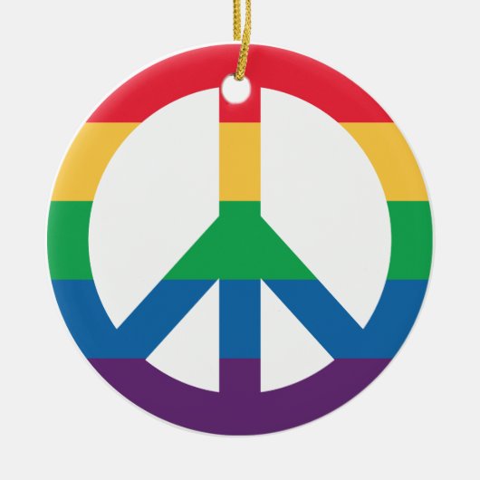 Rainbow Pride Peace Sign Ornament (Voorkant)
