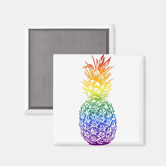 Rainbow Pride Pineapple LGBTQ Magneet (Voorkant / Achterkant)