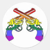 Rainbow Pride Pistols Ronde Sticker (Voorkant)
