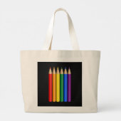 Rainbow pride potloden grote tote bag (Achterkant)