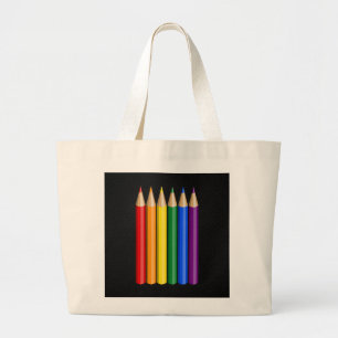 Rainbow pride potloden grote tote bag