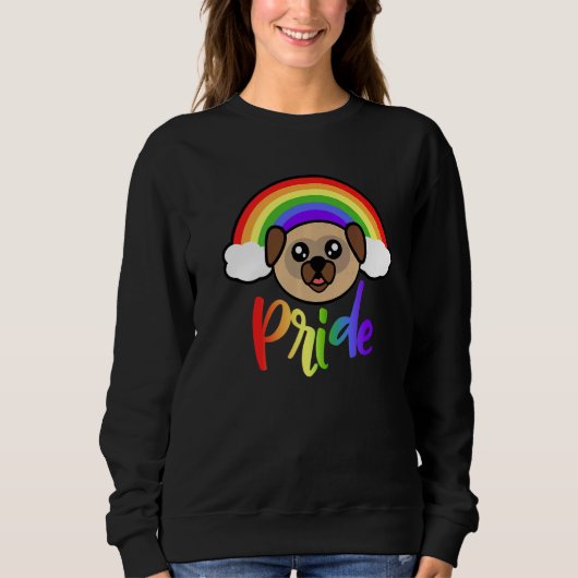 Rainbow Pride Pug Cute LGBTQ Rainbow Pug Trui (Voorkant)