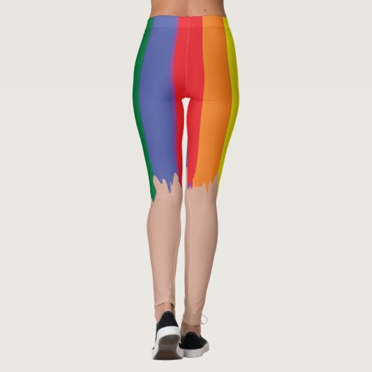 Rainbow Pride Running Paint Novelty Fun Leggings (Achterkant)