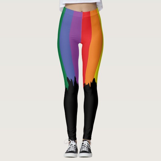 Rainbow Pride Running Paint Novelty Fun Leggings (Voorkant)