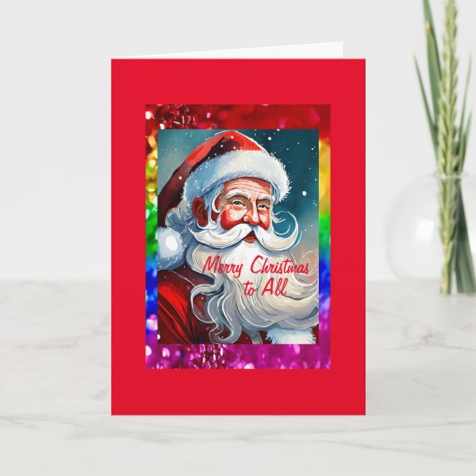 Rainbow Pride Santa 5" x 7" Kerst Kaart (Voorkant)