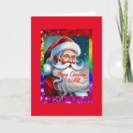 Rainbow Pride Santa 5" x 7" Kerst Kaart