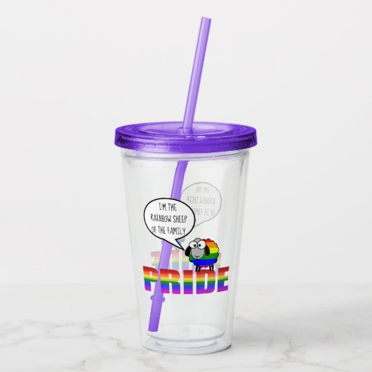 Rainbow Pride Sheep 16oz, helder Acryl Drinkbeker (Achterkant)
