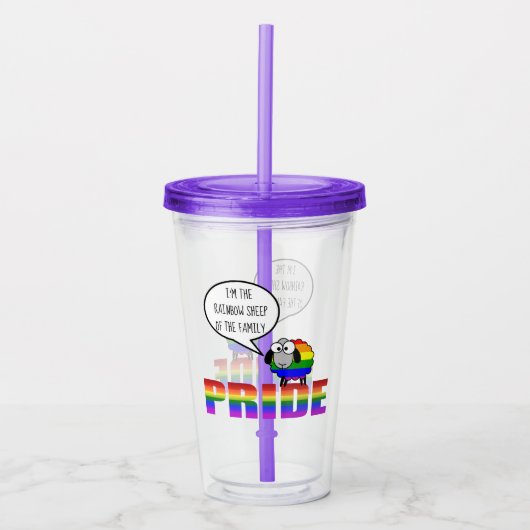 Rainbow Pride Sheep 16oz, helder Acryl Drinkbeker (Voorkant)