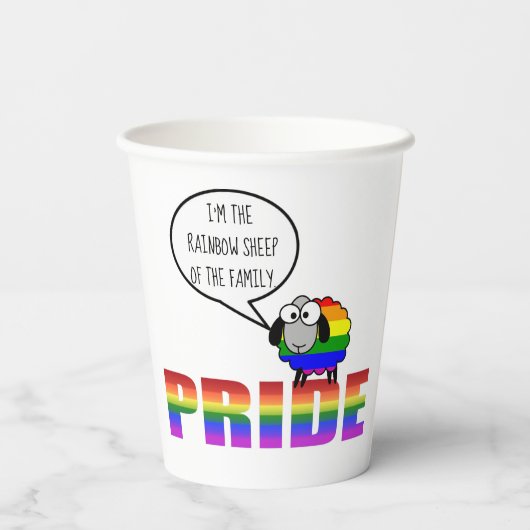 Rainbow Pride Sheep 8oz Paper Cup Papieren Bekers (Achterkant)