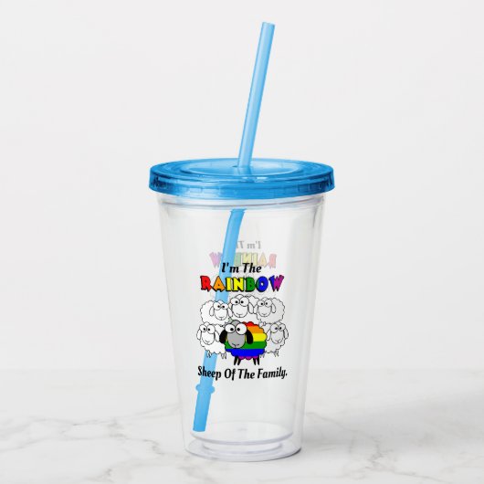 Rainbow Pride Sheep Acryl Drinkbeker (Achterkant)