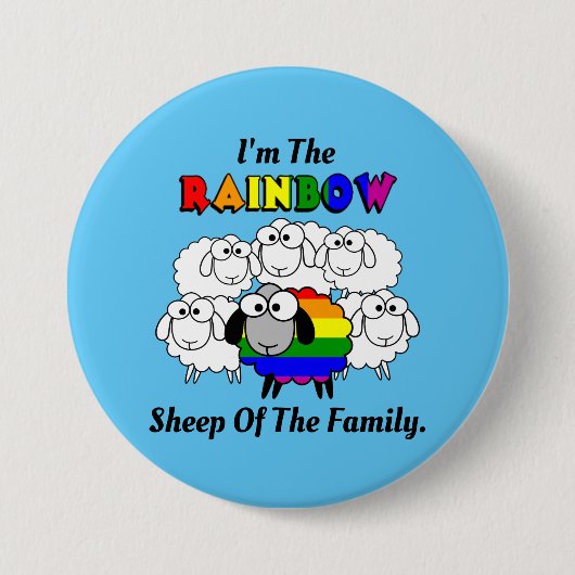 Rainbow Pride Sheep Ronde Button 7,6 Cm (Voorkant)