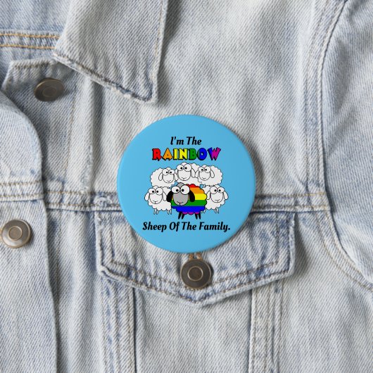Rainbow Pride Sheep Ronde Button 7,6 Cm (In situ)