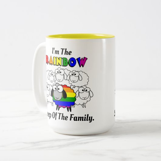 Rainbow Pride Sheep Tweekleurige Koffiemok (Voorkant links)