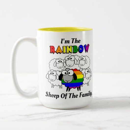 Rainbow Pride Sheep Tweekleurige Koffiemok (Links)