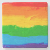 Rainbow Pride Stone Onderzetter - olieverf LGBT Ga (Voorkant)