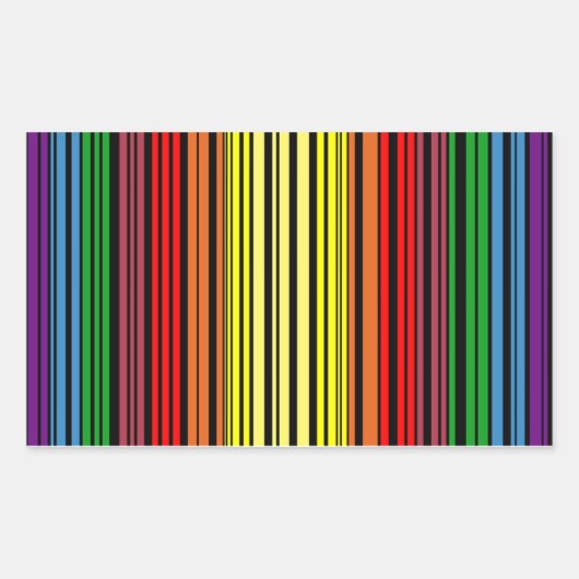 Rainbow pride streepjescode rechthoekige sticker (Voorkant)