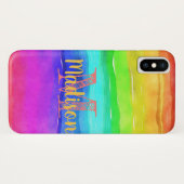 Rainbow Pride Stripes Waterverf Fun Initiaal Naam Case-Mate iPhone Case (Achterkant (horizontaal))