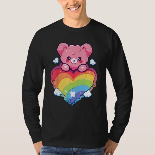Rainbow Pride Teddy Bear LGBTQ+ Gay Lesbian Queer  T-shirt (Voorkant)