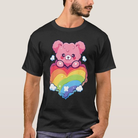 Rainbow Pride Teddy Bear LGBTQ+ Gay Lesbian Queer  T-shirt (Voorkant)