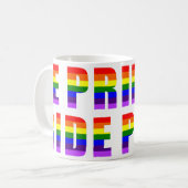 Rainbow Pride Tekstkunst op Aangepaste Kleur Koffiemok (Voorkant links)