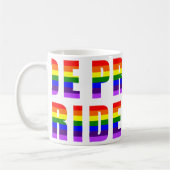 Rainbow Pride Tekstkunst op Aangepaste Kleur Koffiemok (Links)
