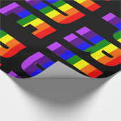 Rainbow Pride Text Art op Custom Black Color Cadeaupapier (Hoek)