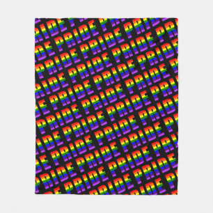 Rainbow Pride Text Art op Custom Black Color Fleece Deken