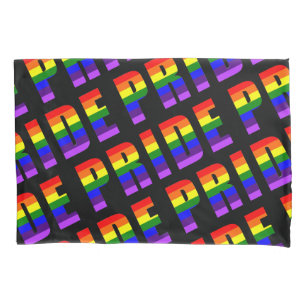 Rainbow Pride Text Art op Custom Black Color Kussensloop