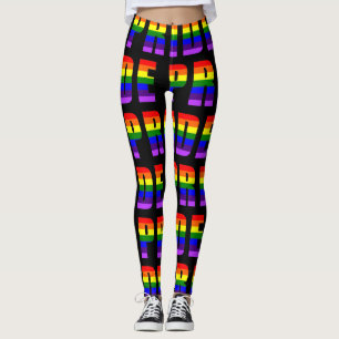 Rainbow Pride Text Art op Custom Black Color Leggings