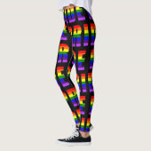 Rainbow Pride Text Art op Custom Black Color Leggings (Links)