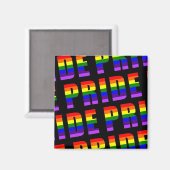 Rainbow Pride Text Art op Custom Black Color Magneet (Voorkant / Achterkant)