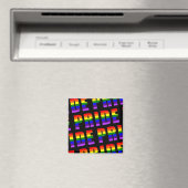Rainbow Pride Text Art op Custom Black Color Magneet (Insitu (Vaatwasser))