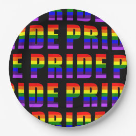 Rainbow Pride Text Art op Custom Black Color Papieren Bordje