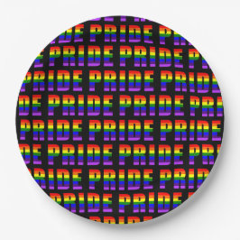 Rainbow Pride Text Art op Custom Black Color Papieren Bordje