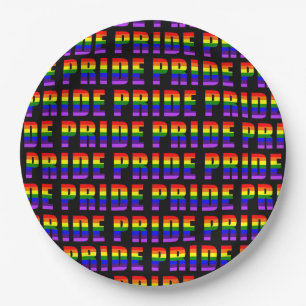 Rainbow Pride Text Art op Custom Black Color Papieren Bordje
