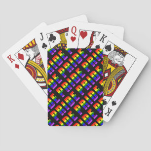 Rainbow Pride Text Art op Custom Black Color Pokerkaarten