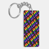 Rainbow Pride Text Art op Custom Black Color Sleutelhanger (Voorkant Links)