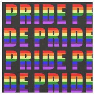 Rainbow Pride Text Art op Custom Black Color Stof