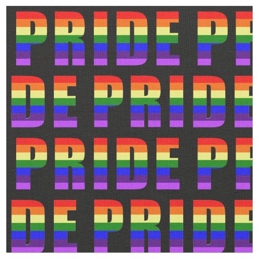 Rainbow Pride Text Art op Custom Black Color Stof (Close Up)