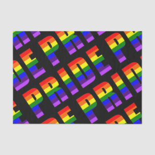Rainbow Pride Text Art op Custom Black Color Tissuepapier